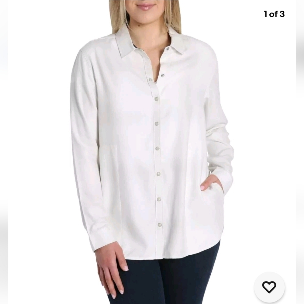 NEW Women's Jachs Girlfriend Super‎ Soft Feel Flannel Shirt White M